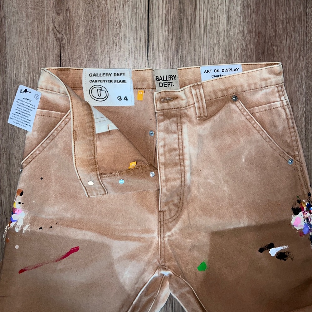 GALLERY DEPT CARPENTER BROWN JEANS W PAINT SPLATTER SZ 34 DEADSTOCK. NWT.